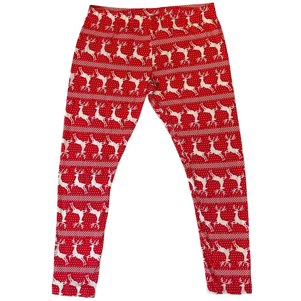 No Boundaries Big Girl size XL (15-17) FullLength Stretch Christmas Reindeer Red